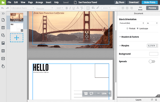 LucidPress: Online Postcard Maker