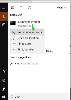 open command prompt as administrator