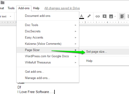 use set page size option