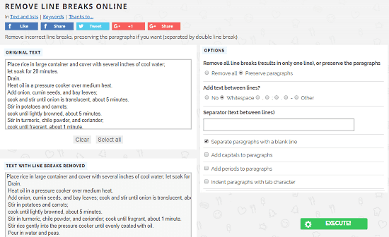 line break removal tool