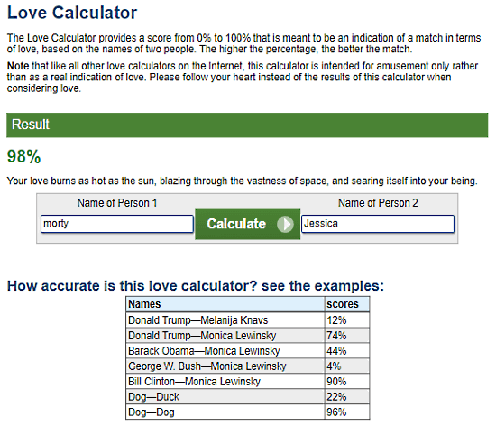 calculate your love score online