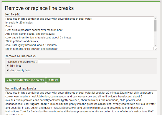 remove line breaks online