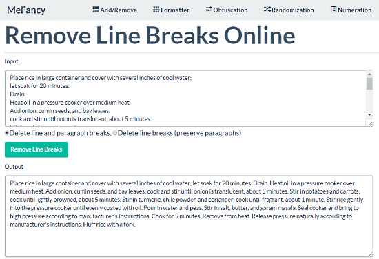 remove line breaks online