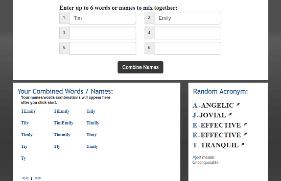 Free Couple Name Generator Website