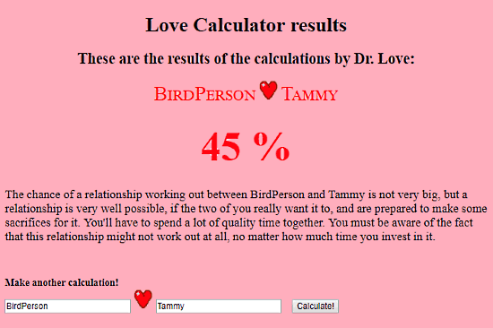 love calculator by name