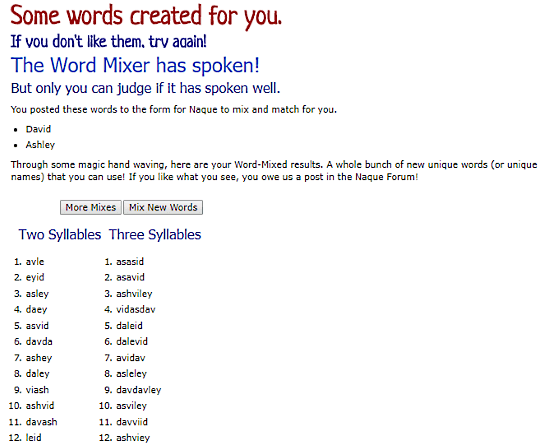 Free Couple Name Generator Website