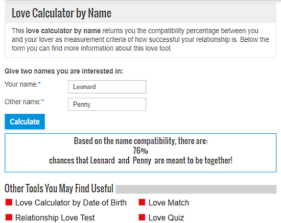 love calculator by name