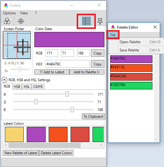 Colora color palette creator