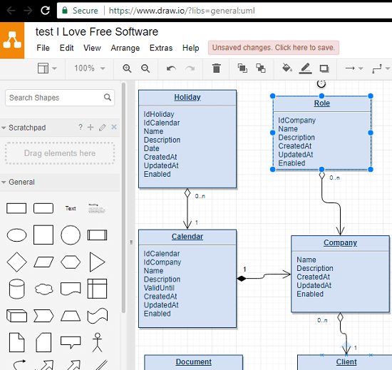 Draw.io free online database diagram