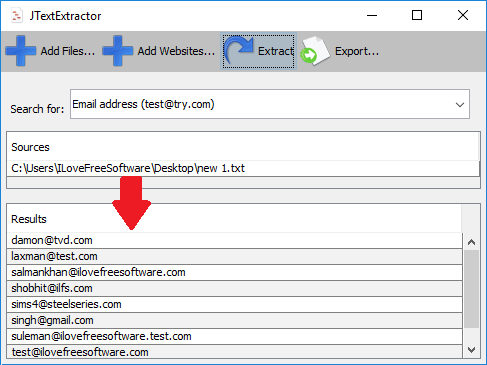 JTextExtractor in action