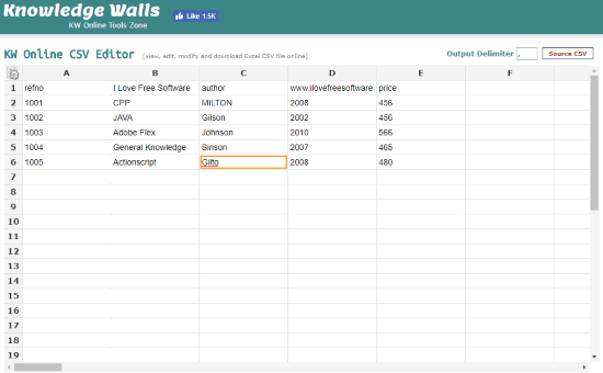 KW Online CSV Editor