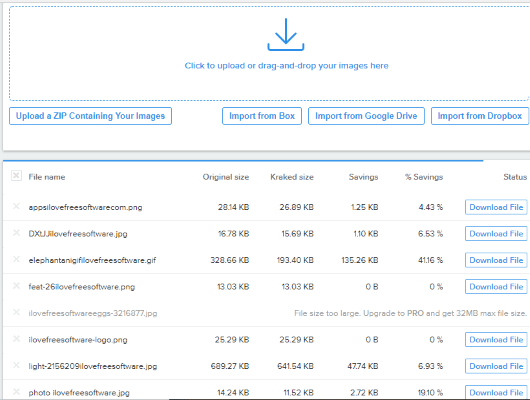 Kraken.io web interface