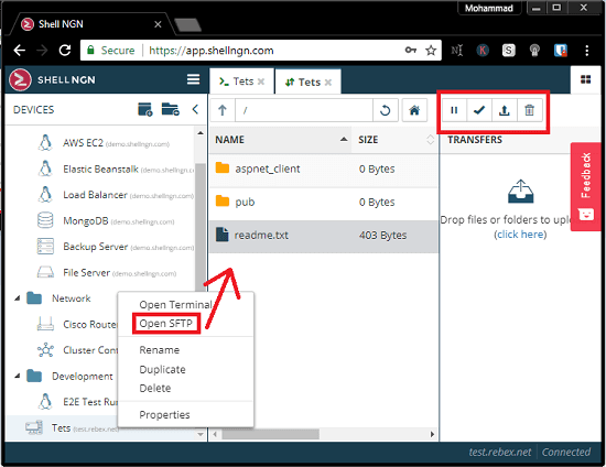 Shell NGN SFTP session