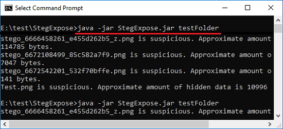 StegExpose free steganalysis software