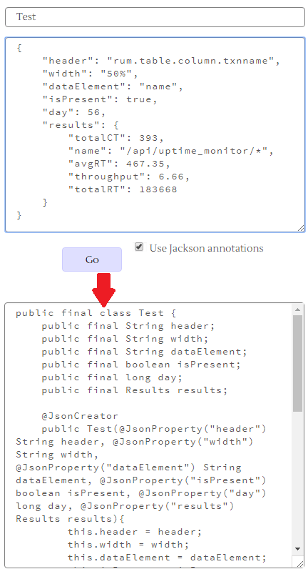 Tim Boudreau free json to java converter