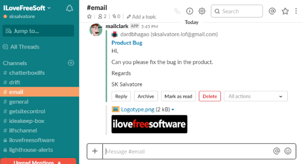 use gmail on slack