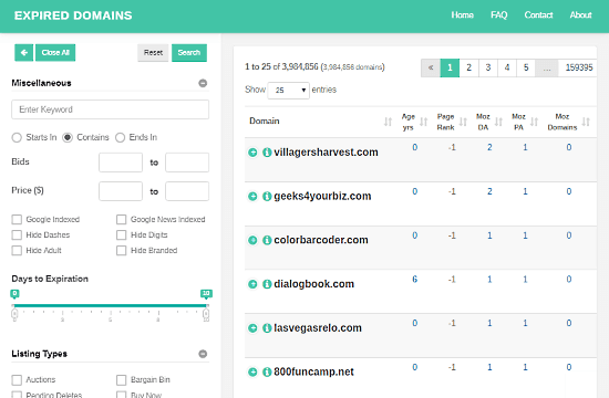 epxired domains search