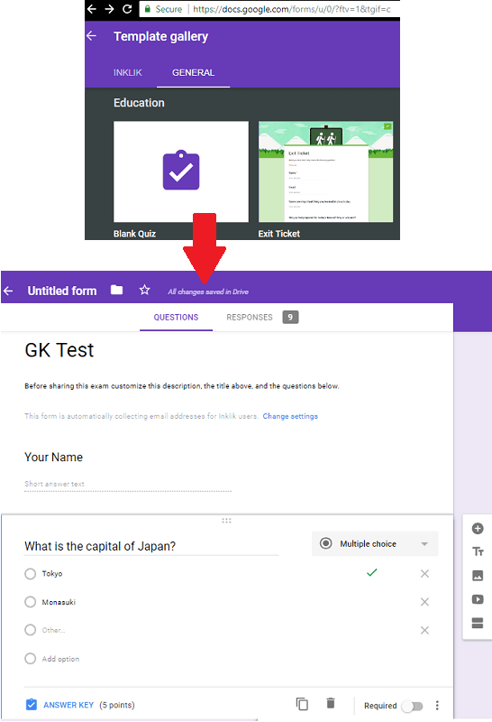 Create Quiz in Google Forms