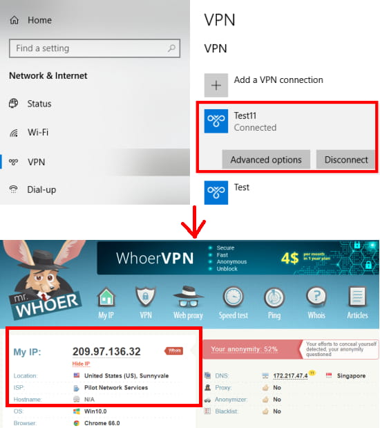 IPSec VPN connection in action