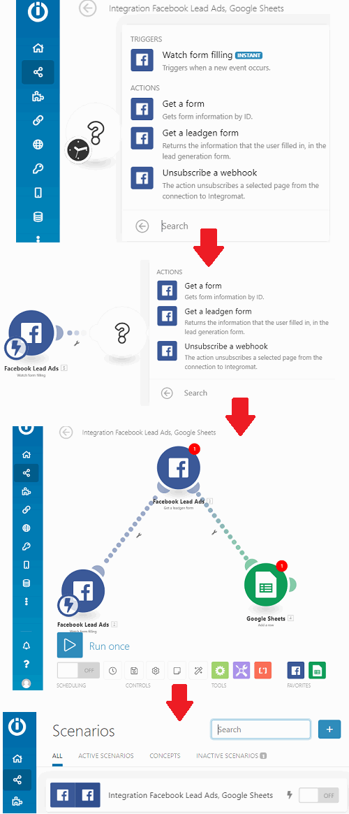 Integromat Facebook Leads Ads to Google Sheet