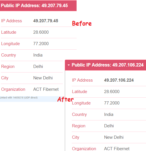 Wirelends changed real ip address