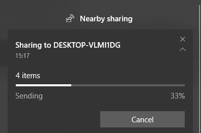 nearby sharing feature windows 10