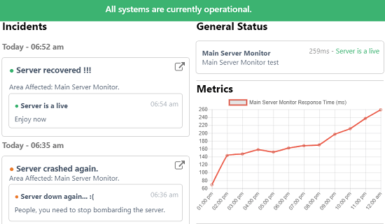 Create Free Status Page for your site with Uptime Monitoring