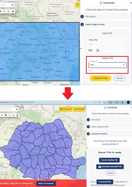 GISMAP Shape File Converter to KML