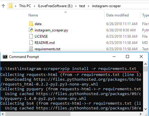 PIP install dependency for instagram scraper
