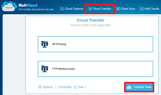 SFTP accounts add to start the transfer