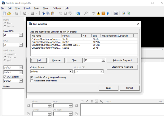 Subtitle Workshop join subtitles