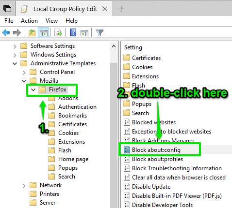 access firefox folder and then double click on block about config setting