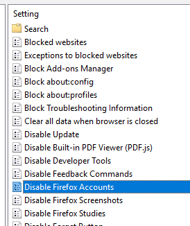 double click on disable firefox accounts option