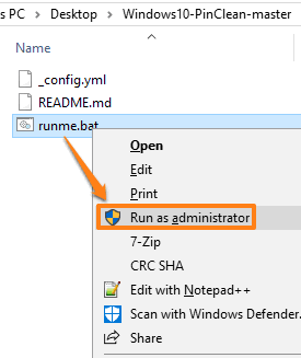 run runme.bat file as administrator