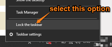 select lock the taskbar option