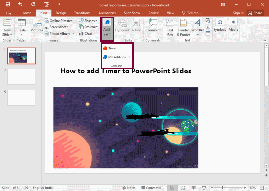 add timer to PowerPoint Slides