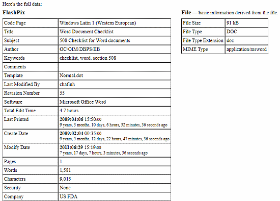 online Word metadata viewer free