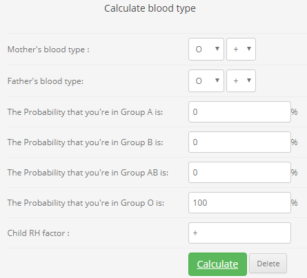 Calcuworld free baby blood type calculator