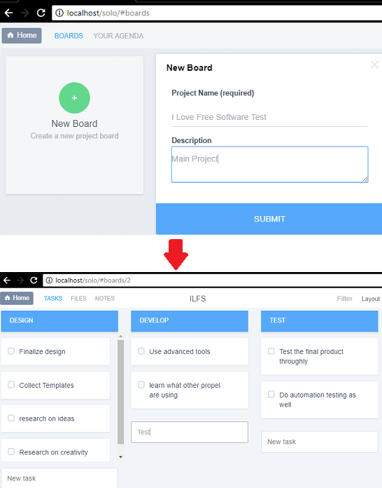 Create kanban board in solo add project