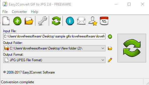 Easy2Convert GIF to JPG- interface