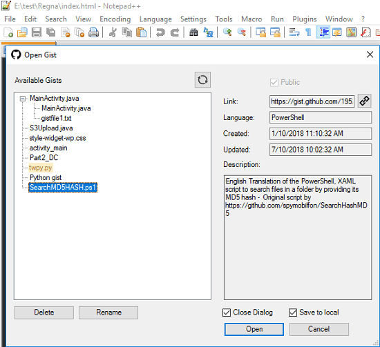 How to Create, Delete, Edit GitHub Gists using Notepad++