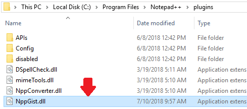 NppGist in plugins directory