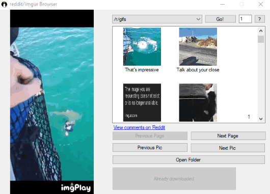 Reddit Imgur Browser Downloader interface