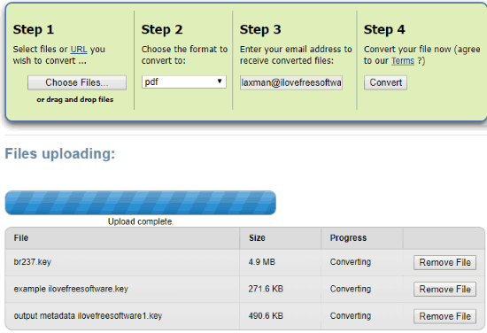 Zamzar KEY to PDF