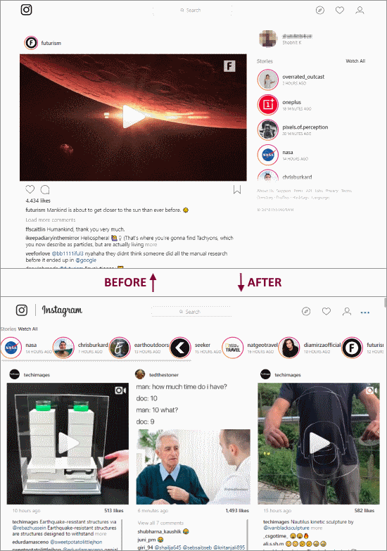 improve Instagram feeds on desktop