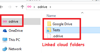 odrive linked cloud storages as folders