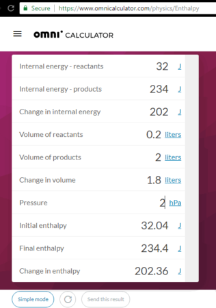 omni calculator enthalpy calculator