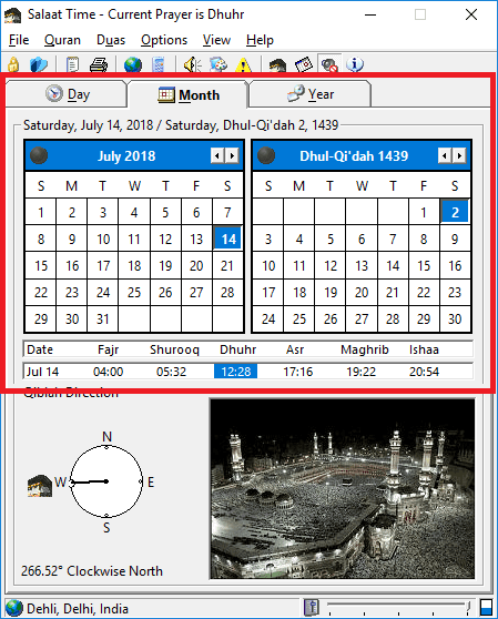 salaat time islamic calendar