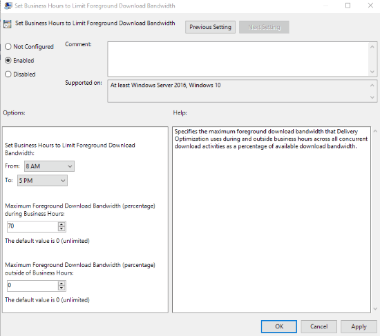 set foreground bandwidth limit