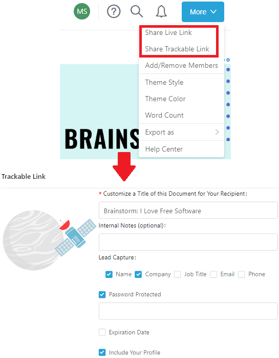 share link to document trackable